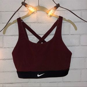 Maroon Nike sports bra. Lightly padded